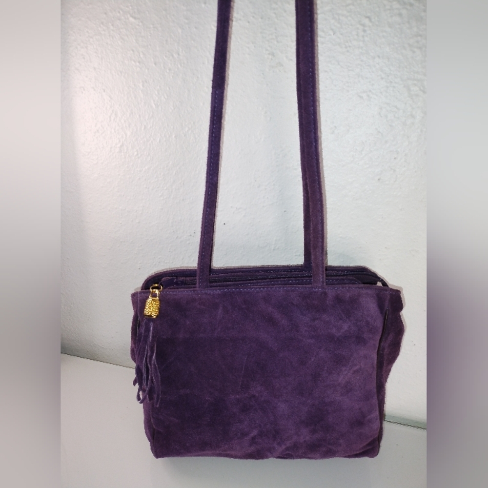 Marcella Italy Purse- Made in Italy-Amethyst Purple Suede Shoulder bag Purse Vtg